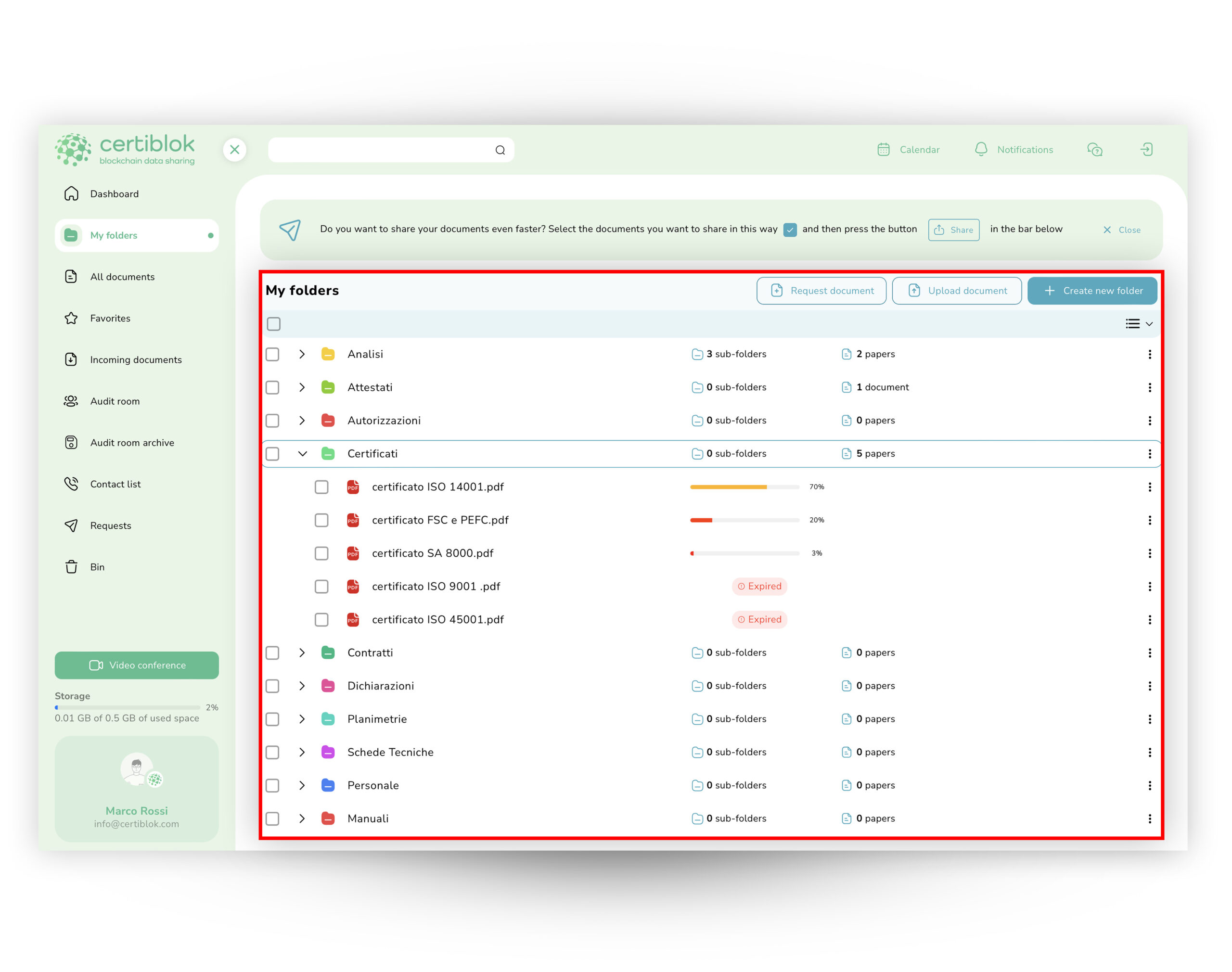 Certiblok Document Relationship Management - Scadenze